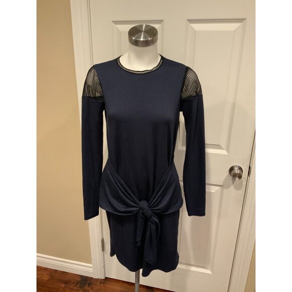 Elie Tahari Sport Blue Soft Jersey Dress w/ Twisted front & Mesh Shoulders Sz XS - Picture 1 of 5